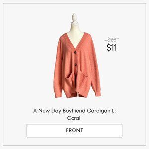A New Day Boyfriend Cardigan L: Coral